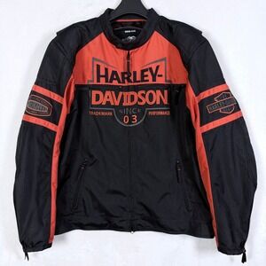 Harley-Davidson Mens Black Orange Riding Gear Jacket 2XL 97402-14VM
